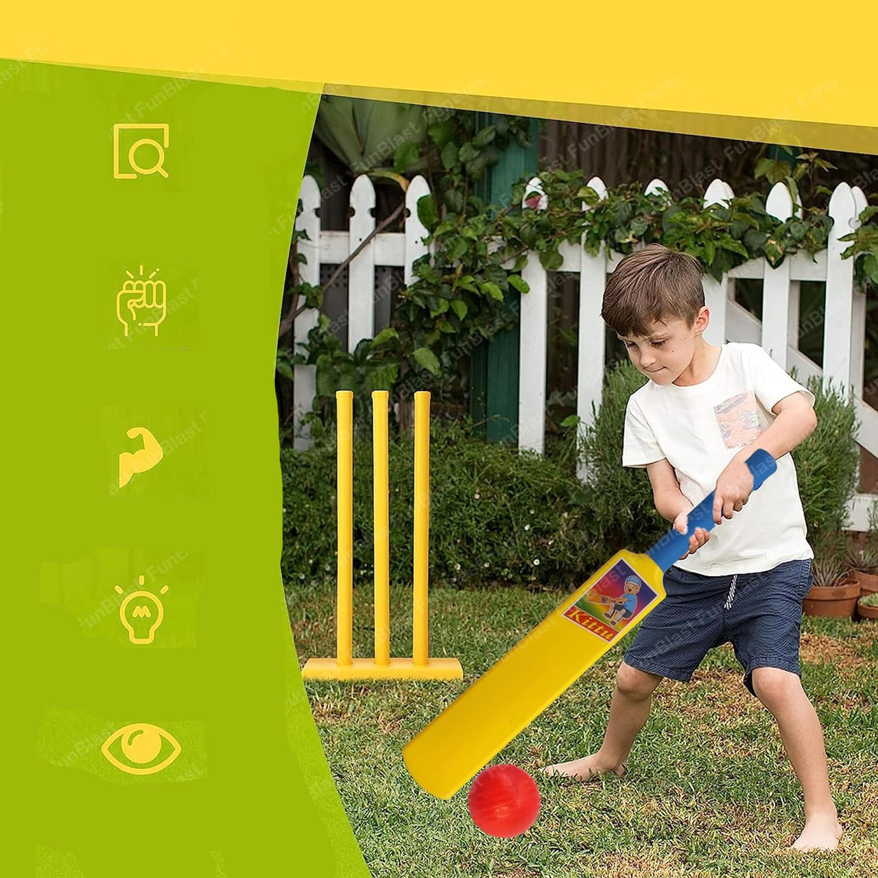 BatBoy | Colpisci un fuoricampo - Set completo di cricket in plastica per bambini