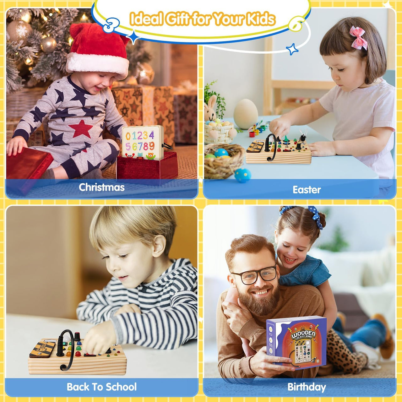 EcoToys GlowSwitch | Rozwijaj kreatywność swojego malucha - Montessori LED drewniana tablica do zabawy