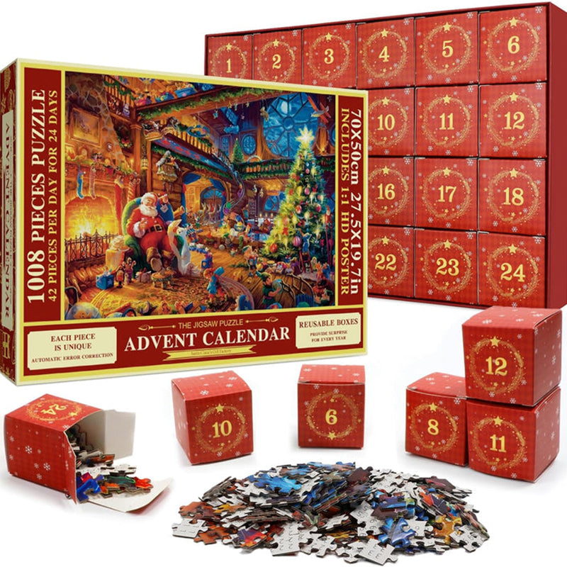 Calendario dell'Avvento Puzzle di Natale | Rendi il Natale Magico - Puzzle da 1008 Pezzi in 24 Sportellini