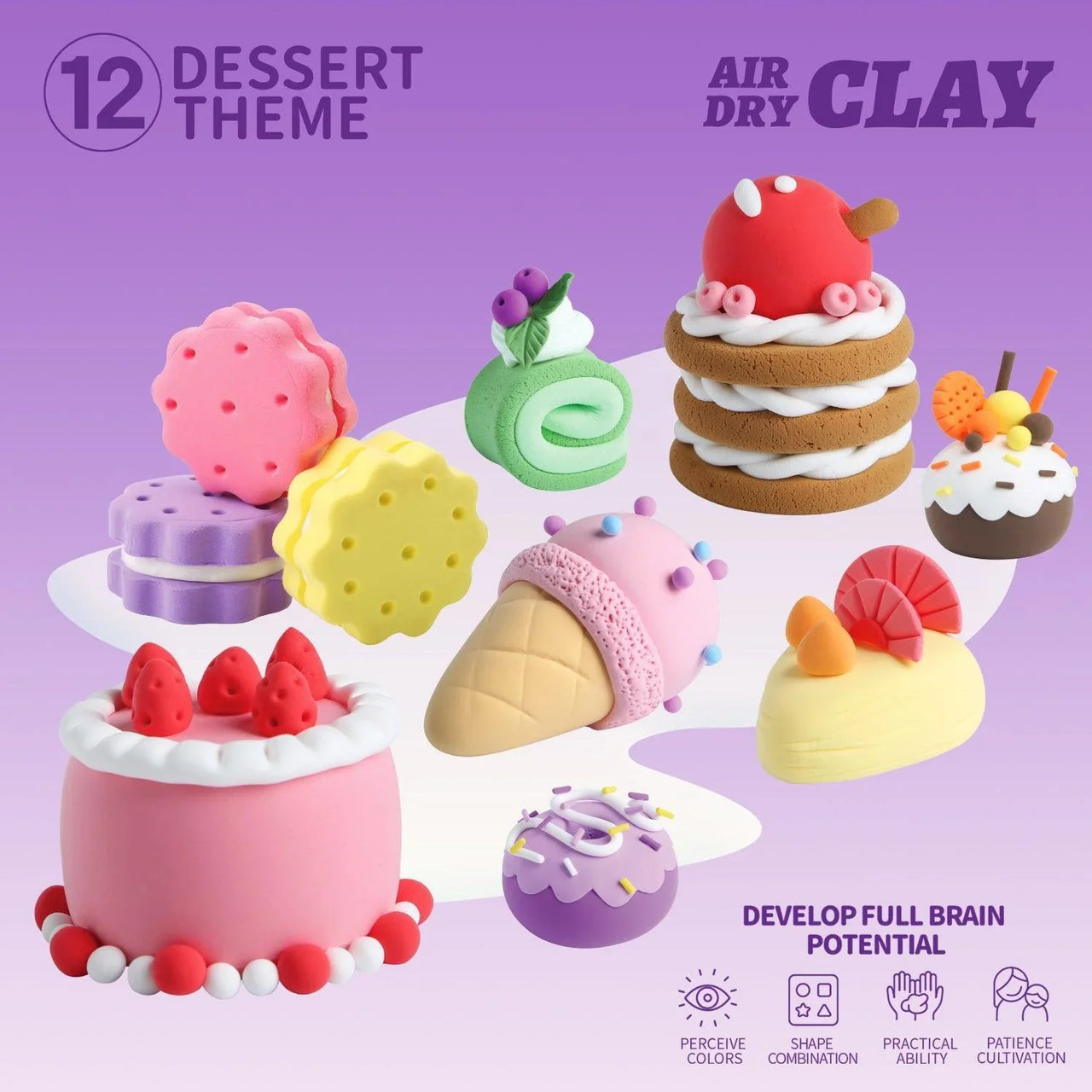 DinoClay | Modellare creativamente con i dinosauri – Set di argilla fai-da-te con 6 forme