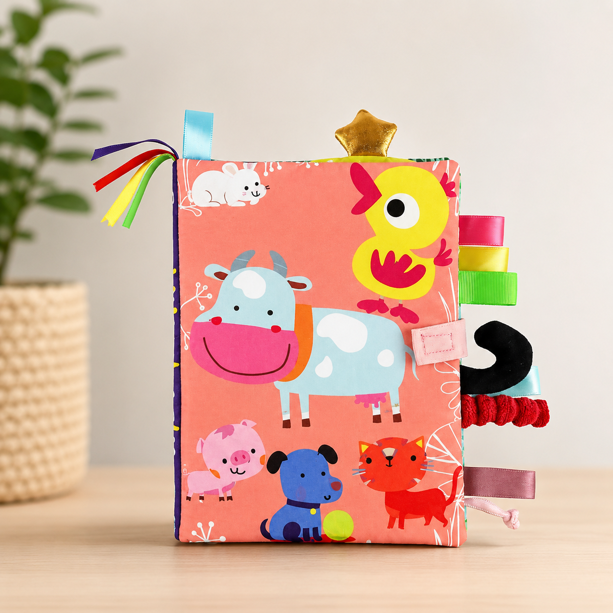 Baby-Kuschelbuch aus Stoff | Sensorisches Aktivitätsbuch für Babys