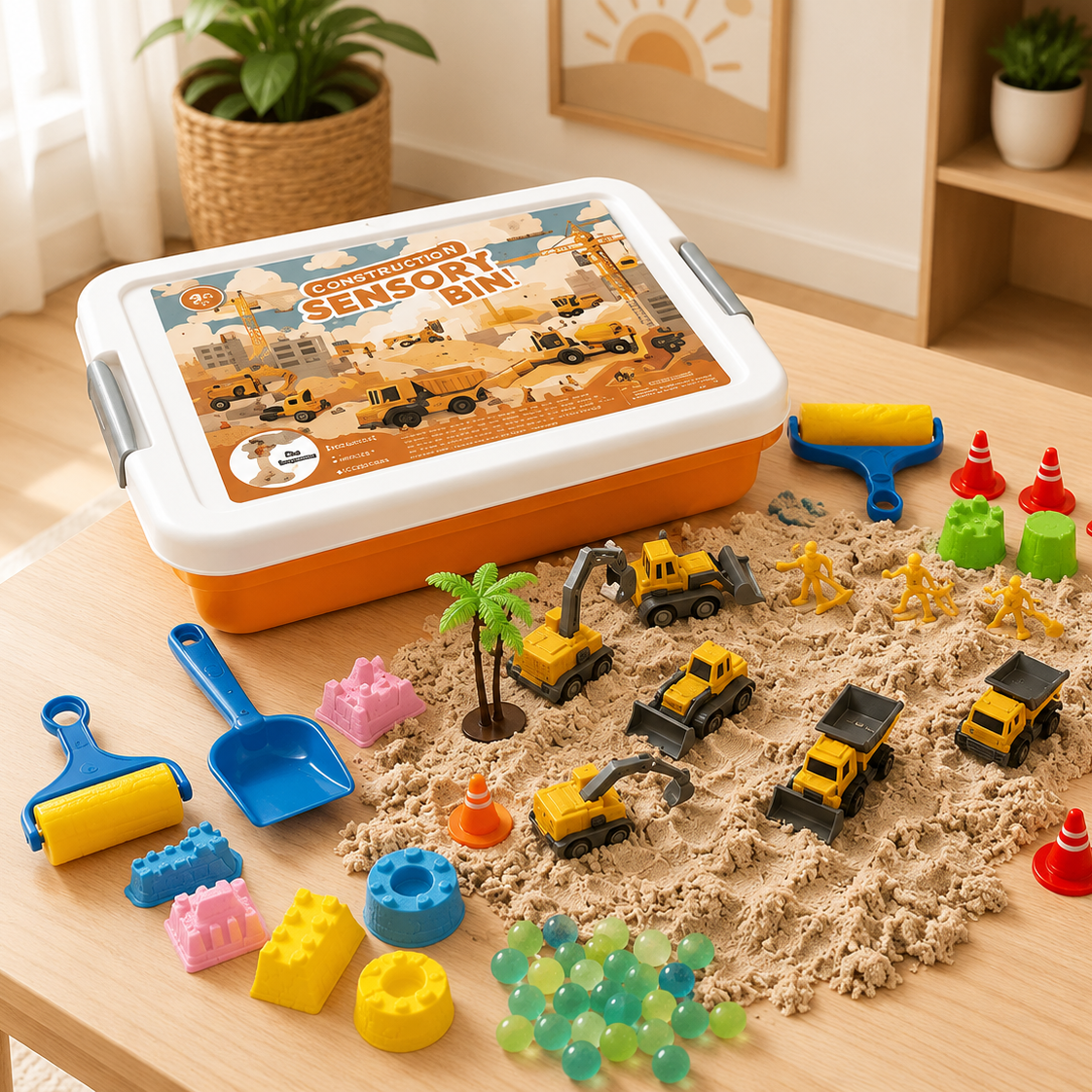 Bauernhof Sandspielset | Kreatives Sandkasten-Set mit Bagger- und Bauzubehör