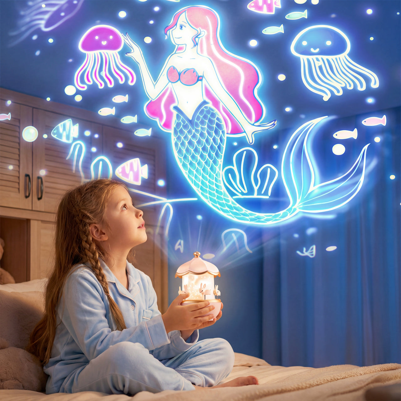 BunnyCarousel Projector | 12 Lichtafbeeldingen, Geschikt 3+ – Creëer een Betoverende Sfeer 1