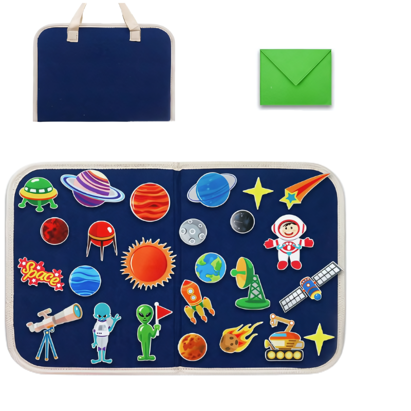 Montessori Feltro | Gioco tranquillo - Tavola educativa occupata con animali in feltro per bambini