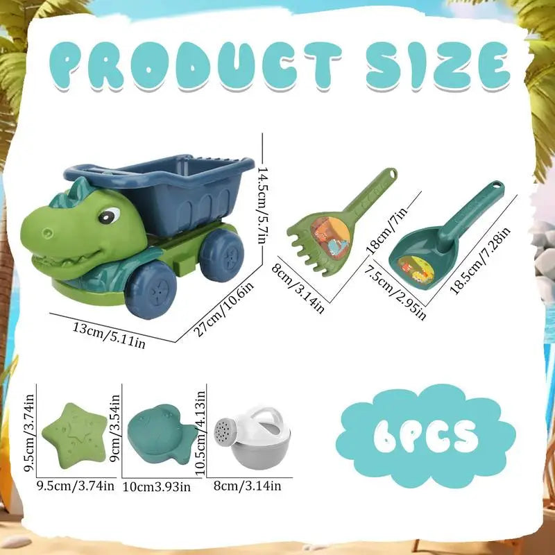 Creatieve Strand Dino Set voor Kinderen – Zandkastelen en Dinosaurussen, Veilige Materialen, 13x27x14.5 cm, Meerkleurig 6