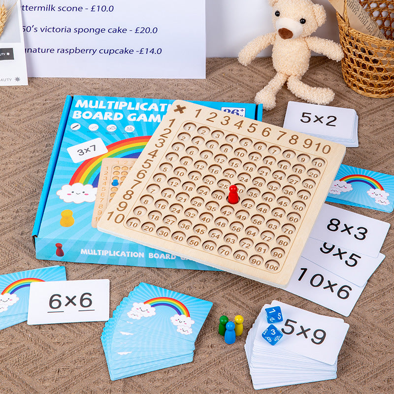 Ecotoys MathMaster | Divertimento con i numeri per bambini intelligenti - Tavola di moltiplicazione Montessori in legno