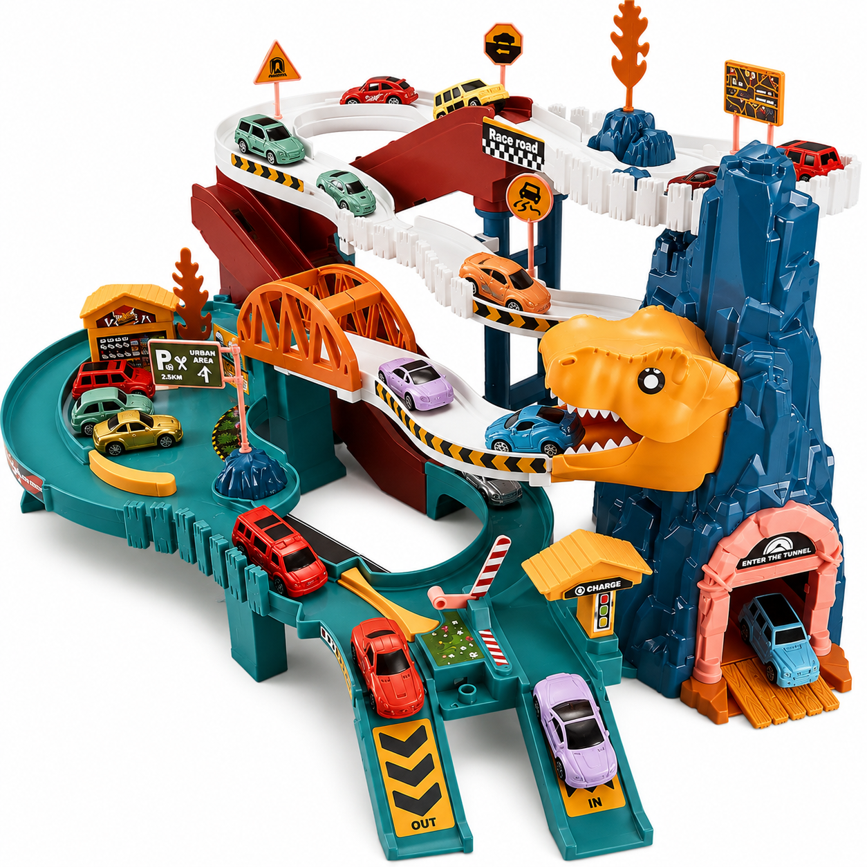 Dinosaur Racetrack Playset | Interactive Dino Track with Vehicles and Play Figures