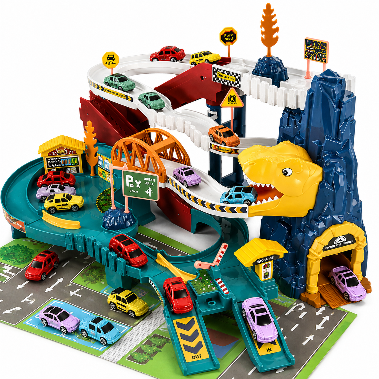 Dinosaur Racetrack Playset | Interactive Dino Track with Vehicles and Play Figures
