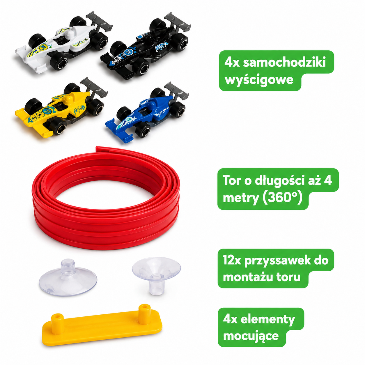 Set Pista da Corsa Flessibile | Pista Auto Modulari da 4 Metri con Auto da Corsa e Ventose