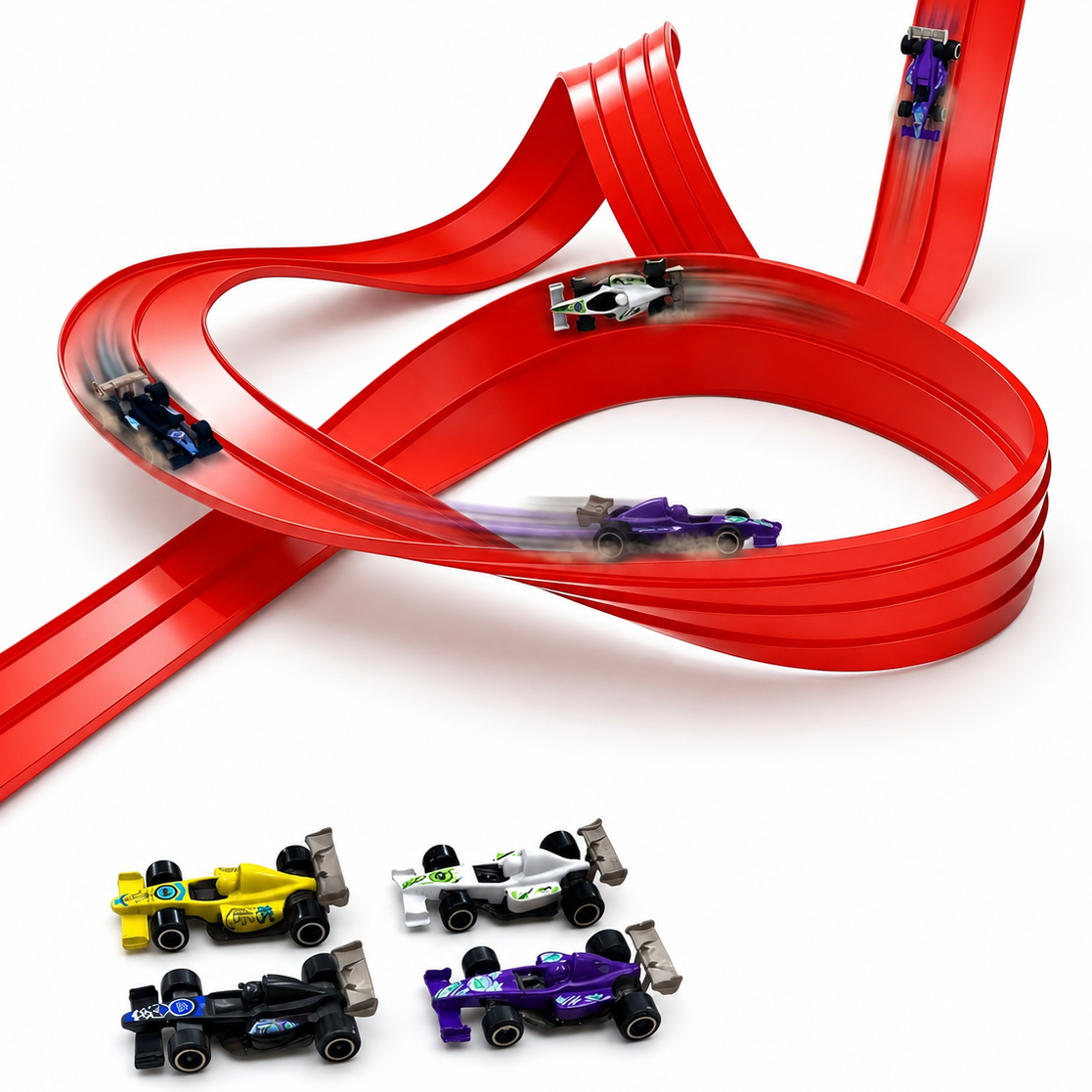 Set Pista da Corsa Flessibile | Pista Auto Modulari da 4 Metri con Auto da Corsa e Ventose