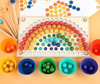 Thumbnail for EcoToys Tabuleiro Arco-Íris de Madeira | Jogo Educativo de Puzzle - Cores e Formas