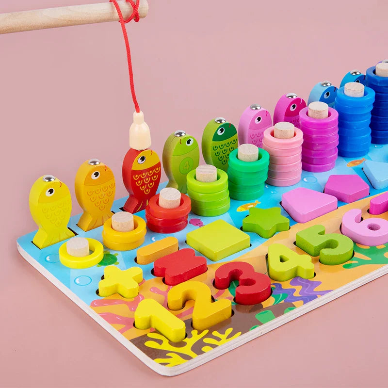 EcoToys Zahlenpuzzle | Zählen lernen mit Freude - Hölzerne Montessori Zahlenpuzzle & Angelspiel