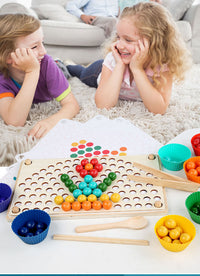 Thumbnail for EcoToys Tabuleiro Arco-Íris de Madeira | Jogo Educativo de Puzzle - Cores e Formas