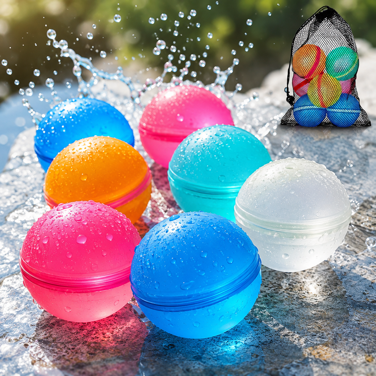 Reusable Water Balloons Set | 10 Magnetic Water Balls – Quick Self-Sealing for Summer Water Fun