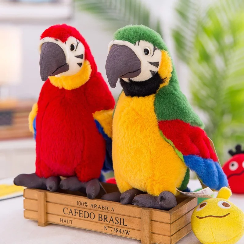 Interactief Pluche Papegaai Speelgoed voor Kinderen met Geluid - Zacht en Knuffelbaar, 25 cm 1