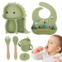 Thumbnail for Kindertafelset van Silicone - 7-delige Dino Tafelgerei voor Kinderen, Vaatwasmachinebestendig, Kindvriendelijk Ontwerp 0
