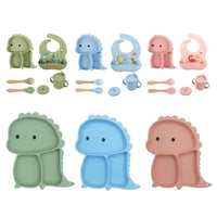 Thumbnail for Kindertafelset van Silicone - 7-delige Dino Tafelgerei voor Kinderen, Vaatwasmachinebestendig, Kindvriendelijk Ontwerp 1
