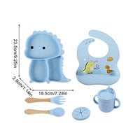 Thumbnail for Kindertafelset van Silicone - 7-delige Dino Tafelgerei voor Kinderen, Vaatwasmachinebestendig, Kindvriendelijk Ontwerp 6