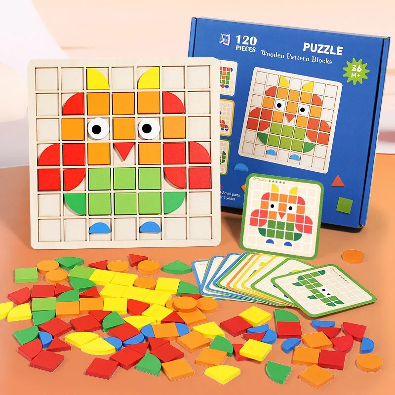 EcoToys ThinkMatch | Improves logical thinking - Imaginative Wooden Educational Puzzle Set