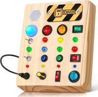 Thumbnail for Ecotoys Holz Wunderplatte | Schaffe endlosen Spielspaß! - Montessori LED Busy Board für lehrreiche Abenteuer