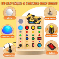 Thumbnail for Ecotoys Holz Wunderplatte | Schaffe endlosen Spielspaß! - Montessori LED Busy Board für lehrreiche Abenteuer