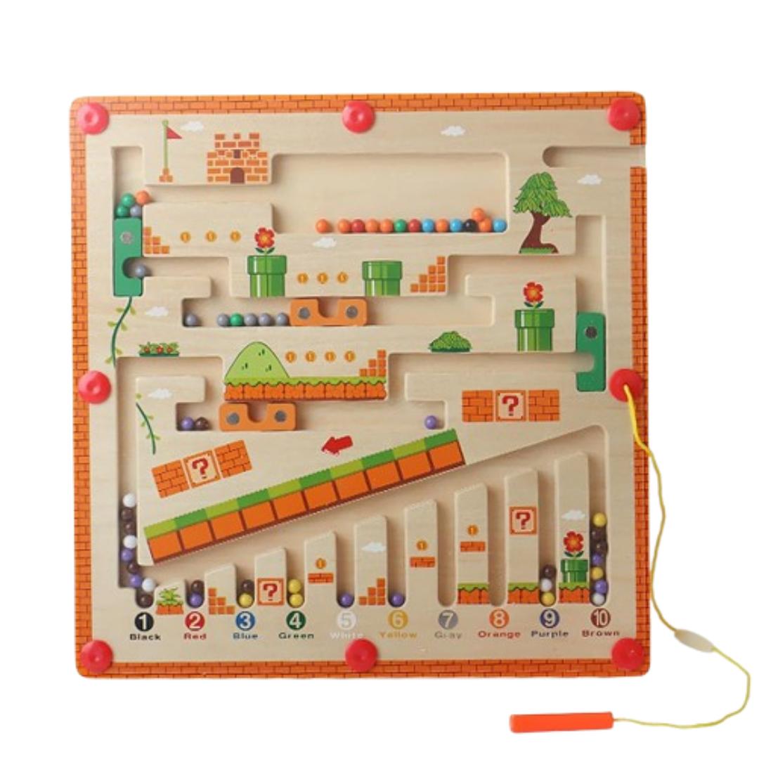 BeadyPlay | Montessori Magnetic Drawing Board for Children with 55 Colorful Magnetic Beads - Safe Wooden Toy for 3+ Years
