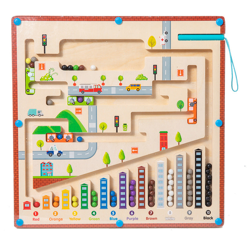 Magnetix Labirynt Kolorów Puzzle | Odkryj Kolory i Cyfry - Edukacyjna Zabawka Montessori