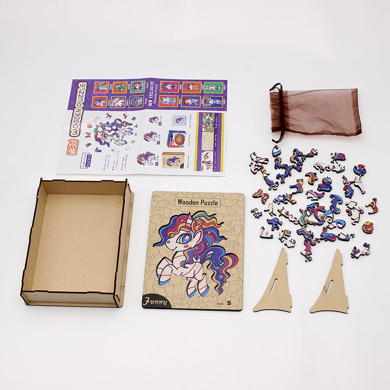 EcoToys Unipuzzle | Magisches Holzpuzzle-Spiel - Einhorn Tierpuzzle