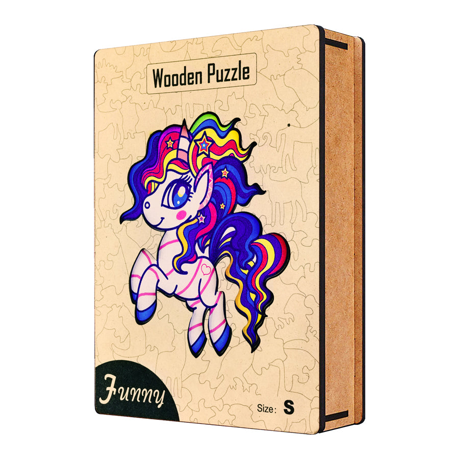 EcoToys Unipuzzle | Magisches Holzpuzzle-Spiel - Einhorn Tierpuzzle