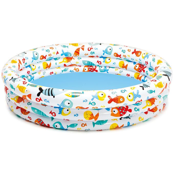 BabySplash | Diversión acuática segura y divertida - Set de piscina inflable para bebé con forma de pecera, con anillo y pelota de playa