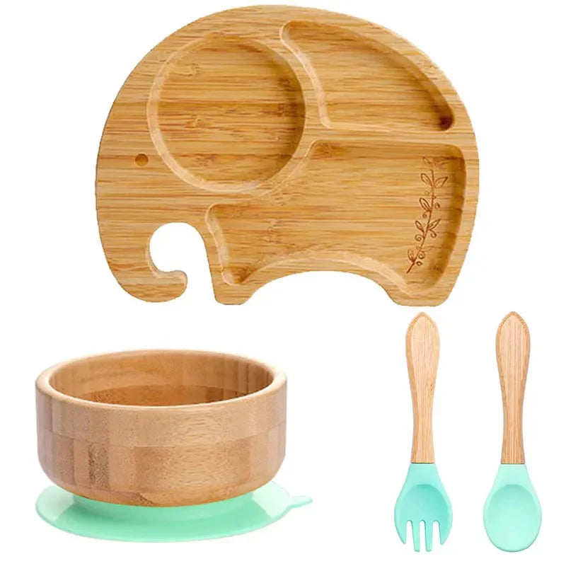 BambooGuard | Sicuro e Ecologico per Mangiare - Set di Piatti per Bambini con Ventosa