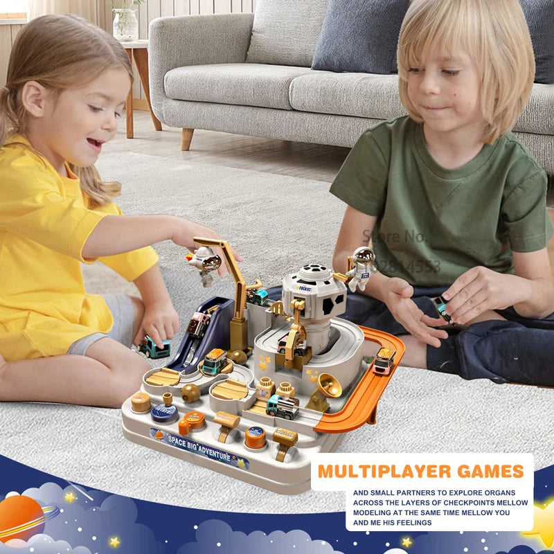 GalaxyTrack | Weltraumabenteuer für junge Entdecker - Eisenbahn- und Parkhaus-Spielset für Kinder