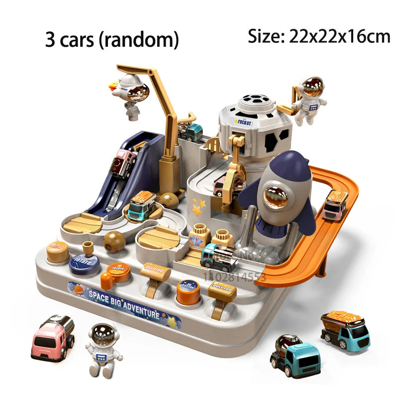 GalaxyTrack | Weltraumabenteuer für junge Entdecker - Eisenbahn- und Parkhaus-Spielset für Kinder