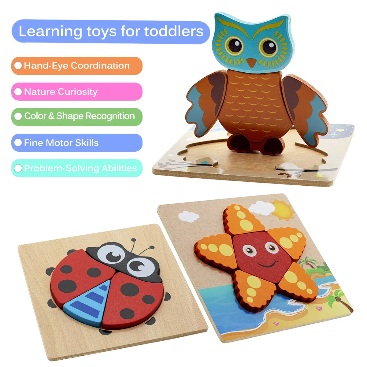 AquaPuzzle | Découverte sous-marine - Puzzle en bois d'animaux marins pour tout-petits