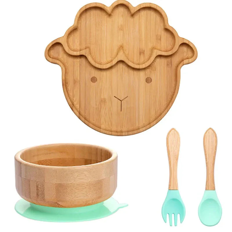 BambooGuard | Sicuro e Ecologico per Mangiare - Set di Piatti per Bambini con Ventosa