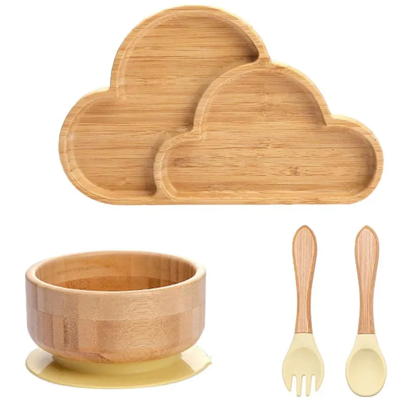 BambooGuard | Sicuro e Ecologico per Mangiare - Set di Piatti per Bambini con Ventosa