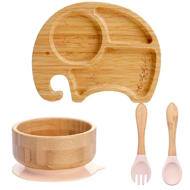 BambooGuard | Sicuro e Ecologico per Mangiare - Set di Piatti per Bambini con Ventosa