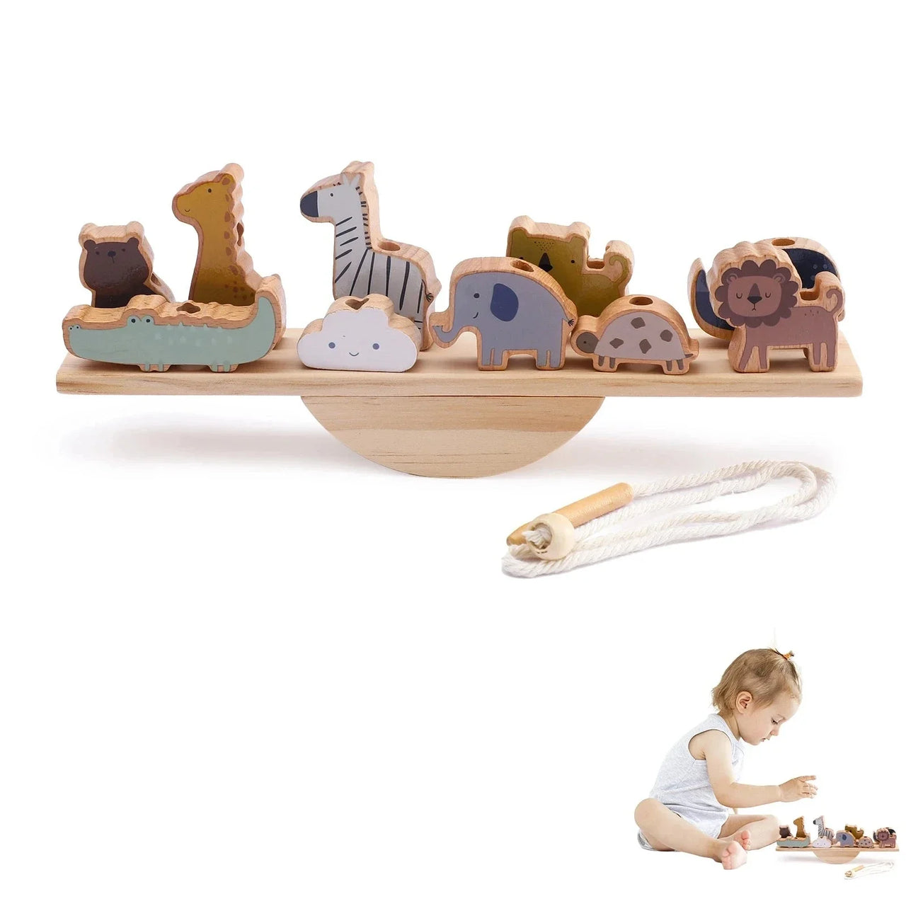 ForestBalance | Stack, string and play - Wooden balance game with forest animals