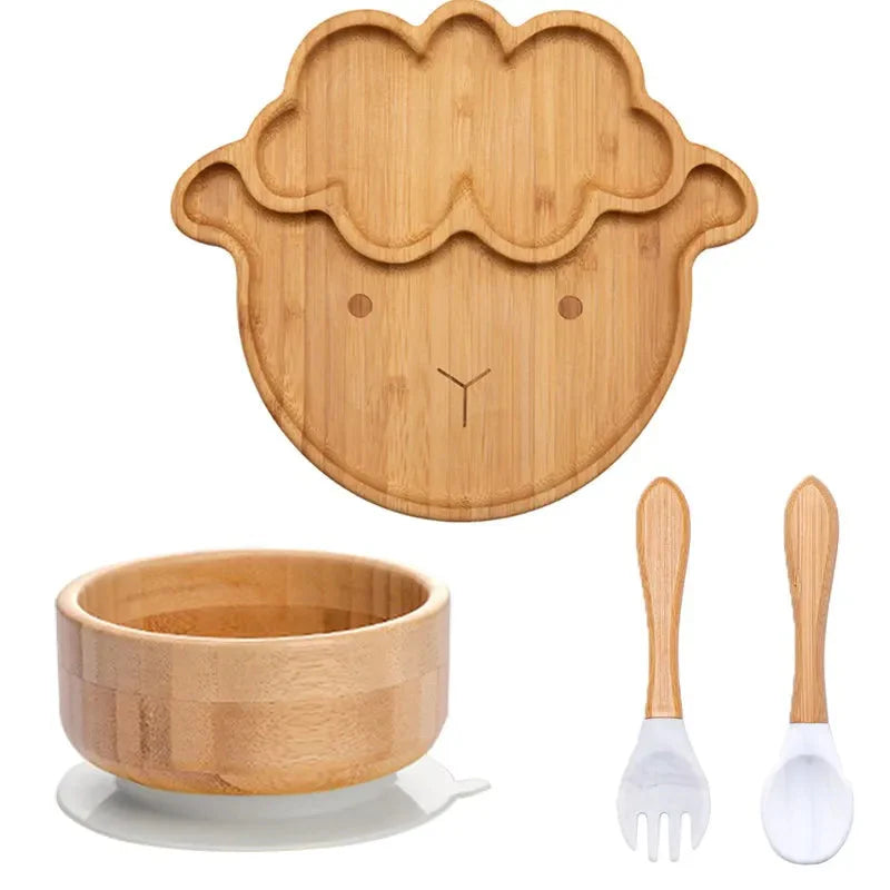 BambooGuard | Sicuro e Ecologico per Mangiare - Set di Piatti per Bambini con Ventosa