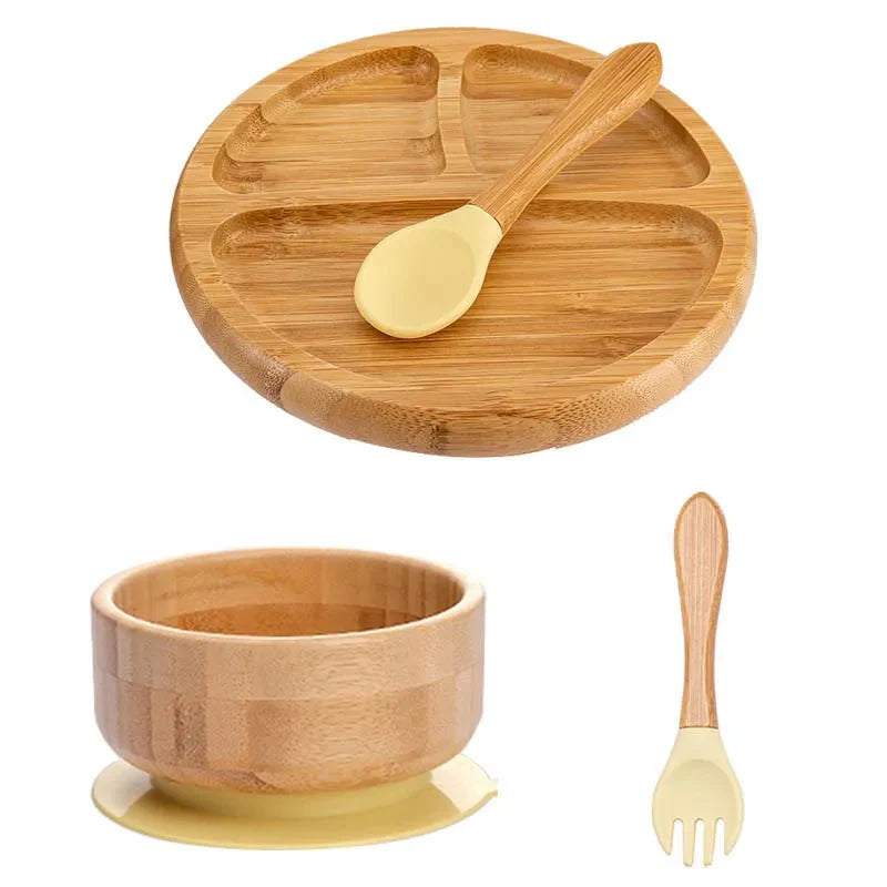 BambooGuard | Sicuro e Ecologico per Mangiare - Set di Piatti per Bambini con Ventosa