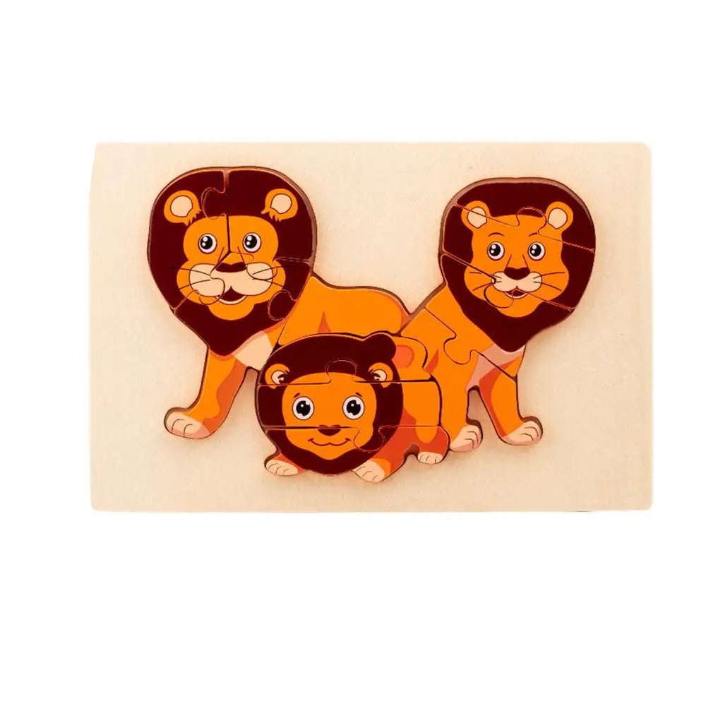 WildPuzzle | Divertimento animale - Puzzle Montessori in legno con animali