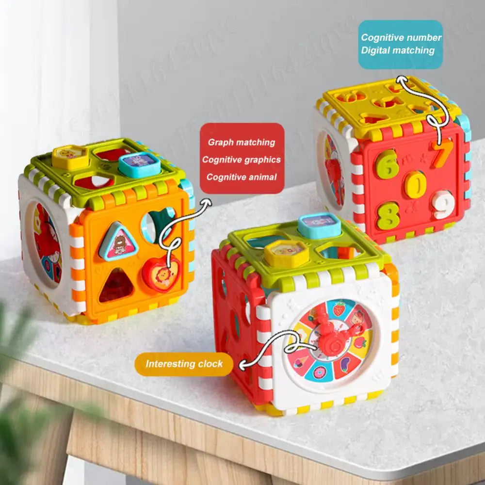 SmartCube | Spielerisches Lernen - Montessori Aktivitätswürfel mit Formen, Farben und Uhr