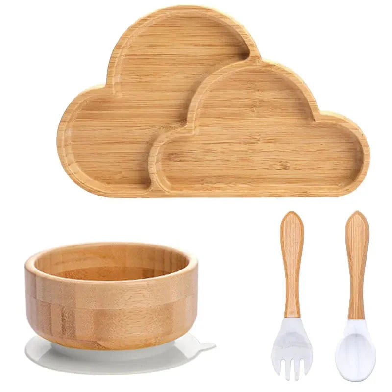 BambooGuard | Sicuro e Ecologico per Mangiare - Set di Piatti per Bambini con Ventosa