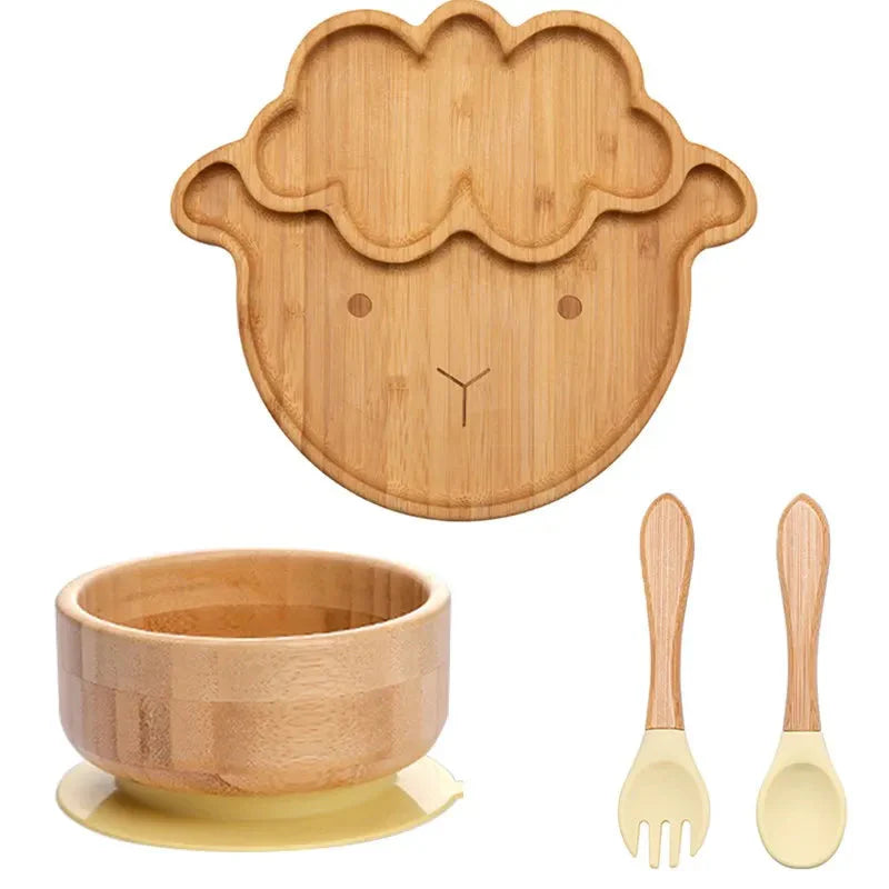BambooGuard | Sicuro e Ecologico per Mangiare - Set di Piatti per Bambini con Ventosa