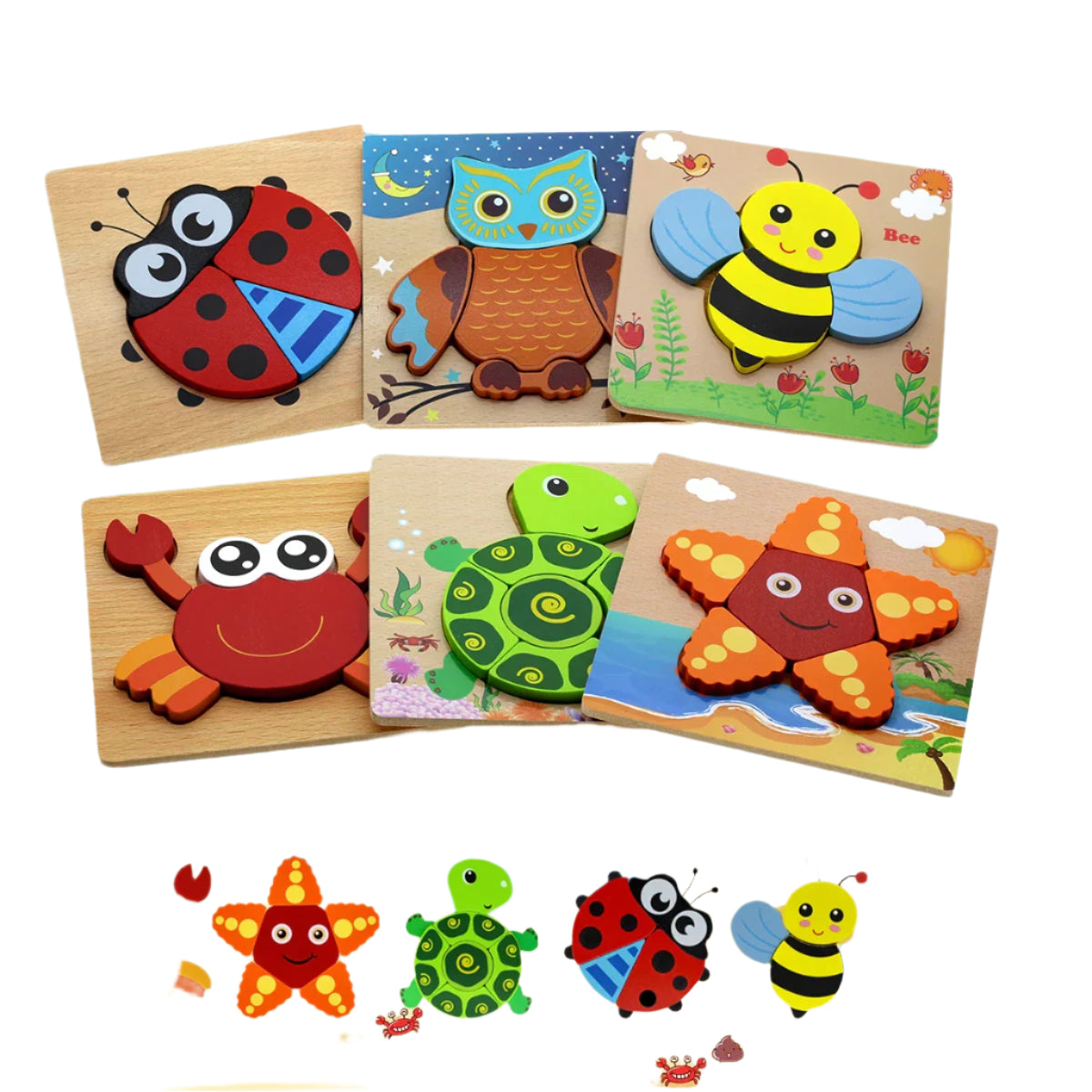 AquaPuzzle | Découverte sous-marine - Puzzle en bois d'animaux marins pour tout-petits