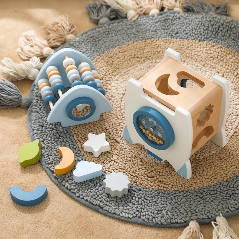 EcoToys SpaceBlocks | Educatie en Plezier - Houten Raket Blokken Set