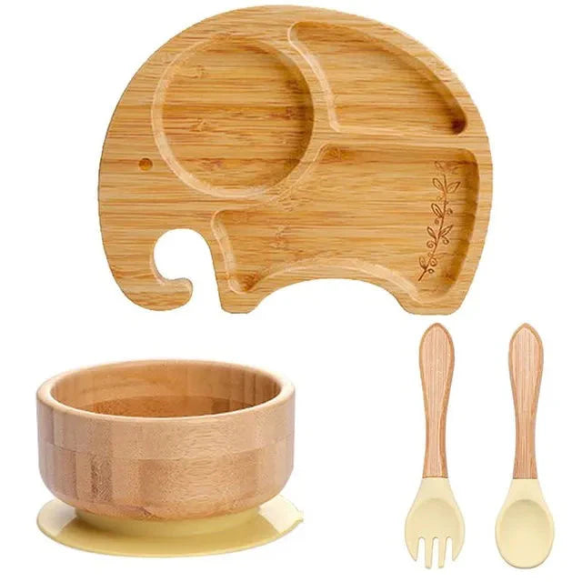 BambooGuard | Sicuro e Ecologico per Mangiare - Set di Piatti per Bambini con Ventosa