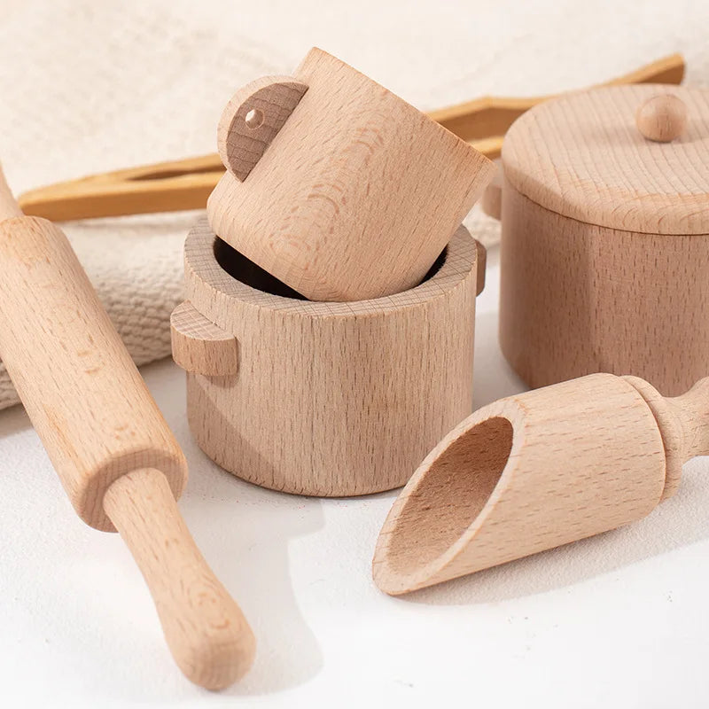 EcoToys KookBuddy Holz-Küchen-Set | Lass junge Köche ihr Talent entdecken - Bildungs- und kreativer Spielspaß