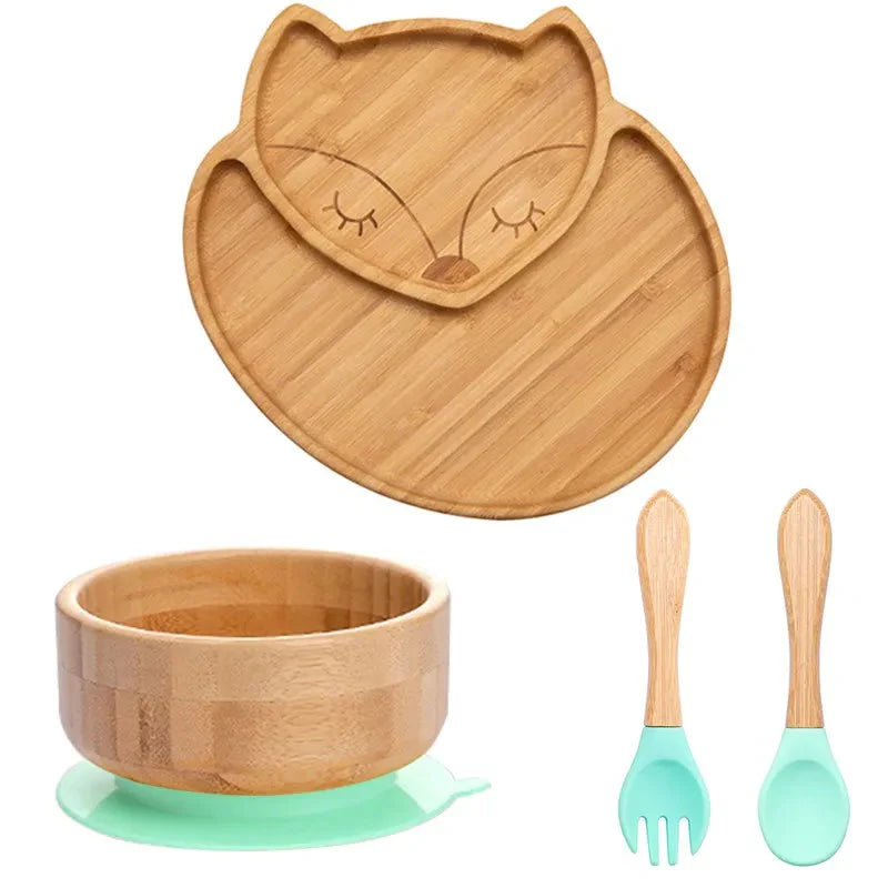 BambooGuard | Sicuro e Ecologico per Mangiare - Set di Piatti per Bambini con Ventosa
