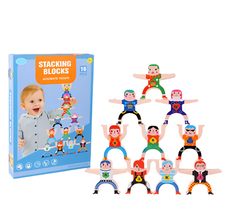 Ecotoys AcroStack | Ausbalancierender Spielspaß - Holzstapelspiel für Kinder